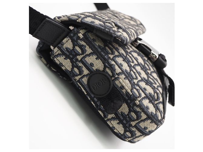 Borsa a tracolla Explorer in jacquard Oblique Christian Dior Beige Blu navy - vista 7