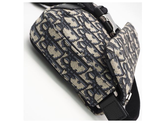Borsa a tracolla Explorer in jacquard Oblique Christian Dior Beige Blu navy - vista 8