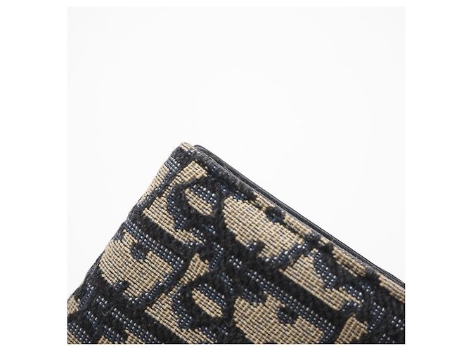 Cartera Compacta Christian Dior Oblique Jacquard Saddle Beige Azul marino - vista 14