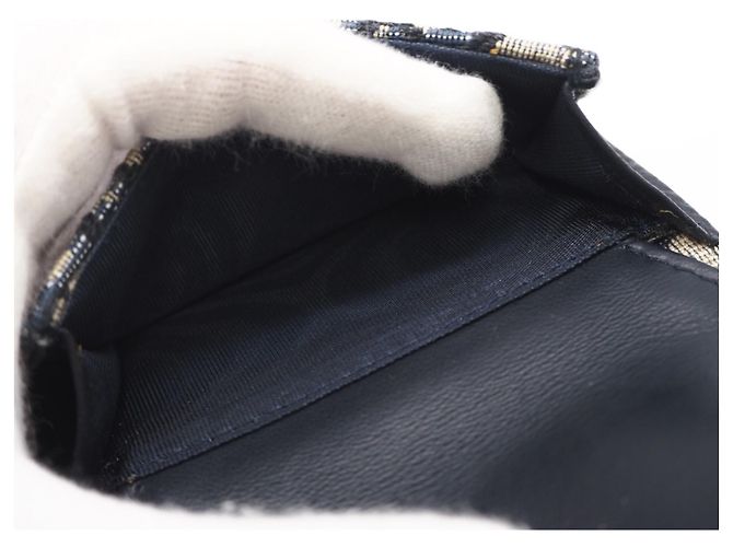 Cartera Compacta Christian Dior Oblique Jacquard Saddle Beige Azul marino - vista 9