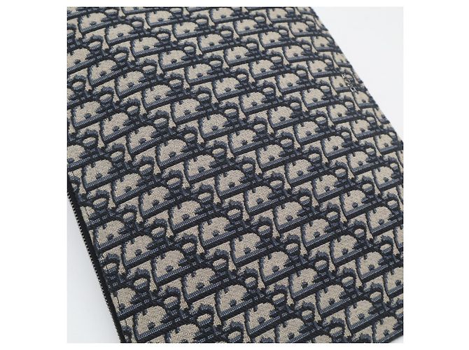 Pochette Clutch Christian Dior Oblique Jacquard A4 Beige Blu navy - vista 19