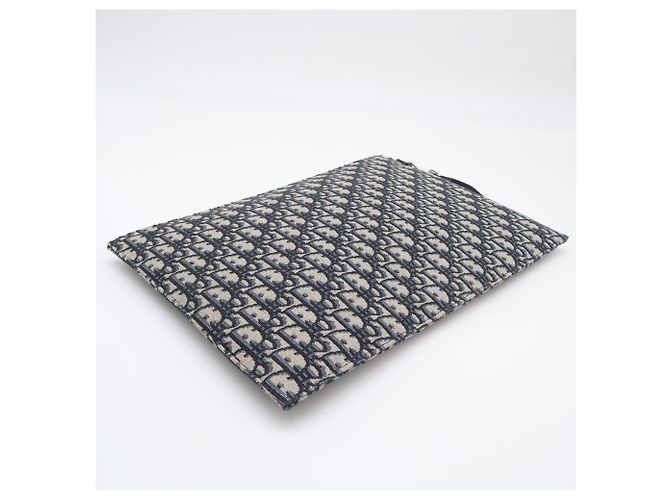Pochette Clutch Christian Dior Oblique Jacquard A4 Beige Blu navy - vista 6