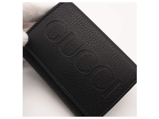 Portafoglio compatto in pelle con logo Gucci Nero - vista 3