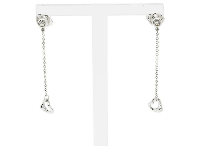 Orecchini Tiffany & Co. Elsa Peretti Diamond By the Yard Heart Argento - vista 2