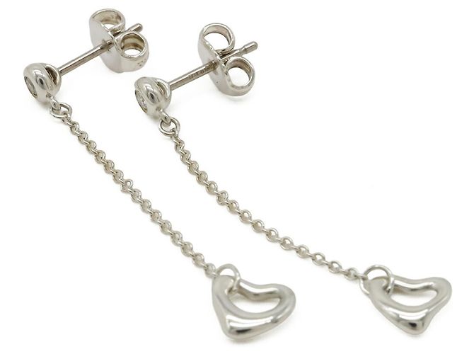 Orecchini Tiffany & Co. Elsa Peretti Diamond By the Yard Heart Argento - vista 3