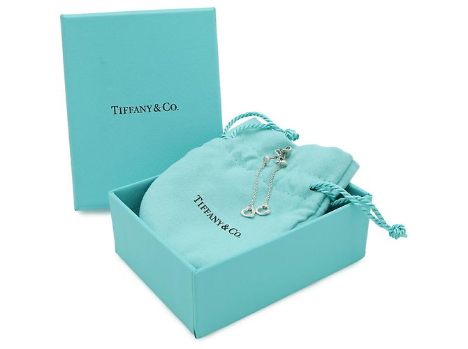 Orecchini Tiffany & Co. Elsa Peretti Diamond By the Yard Heart Argento - vista 8