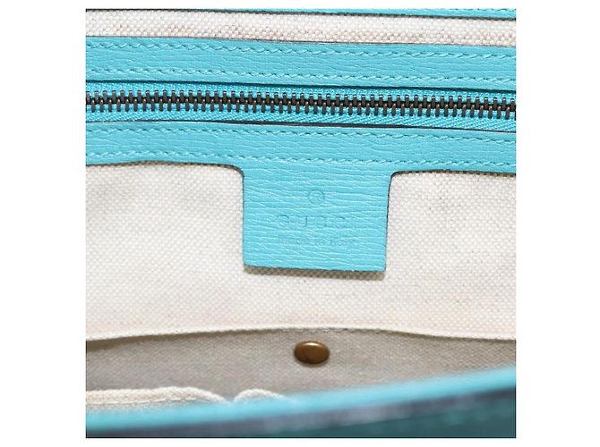 Gucci Bright Bit Wandelbare Tote aus Leder Medium Blau - Ansicht 6