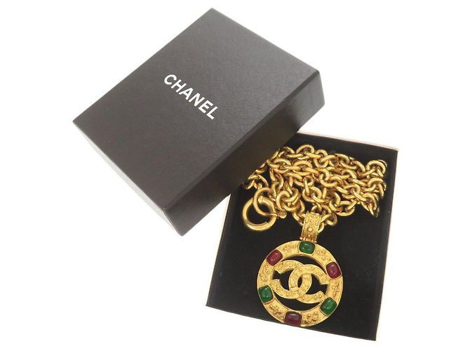 Collana Chanel Vintage Coco Mark Gripoix Metal D'oro - vista 2
