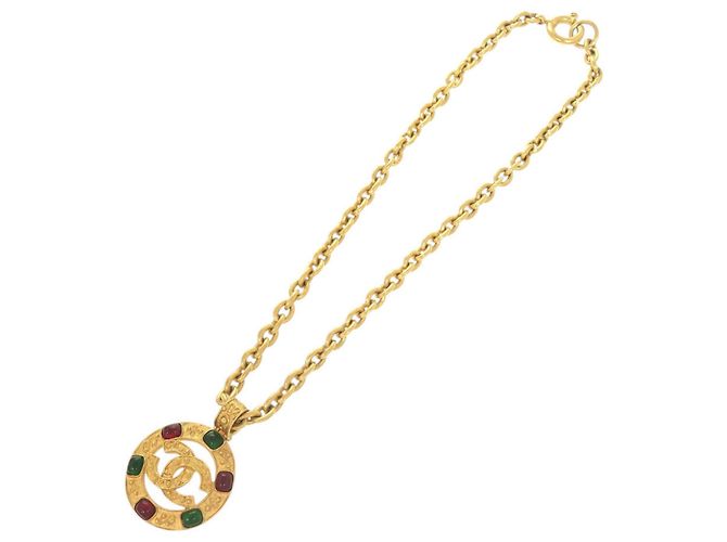 Collana Chanel Vintage Coco Mark Gripoix Metal D'oro - vista 4
