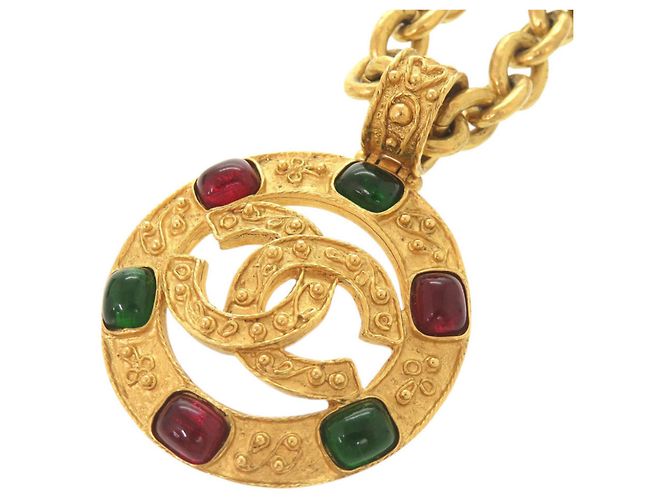 Collana Chanel Vintage Coco Mark Gripoix Metal D'oro - vista 6