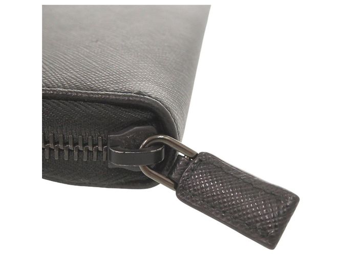Prada Saffiano Leather Long Wallet in Black - view 9