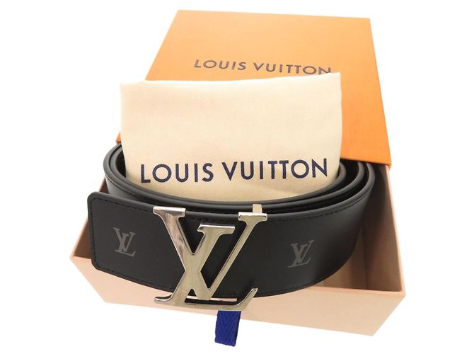 Louis Vuitton LV Initials Reversible Leather Black Belt Silvery - view 2
