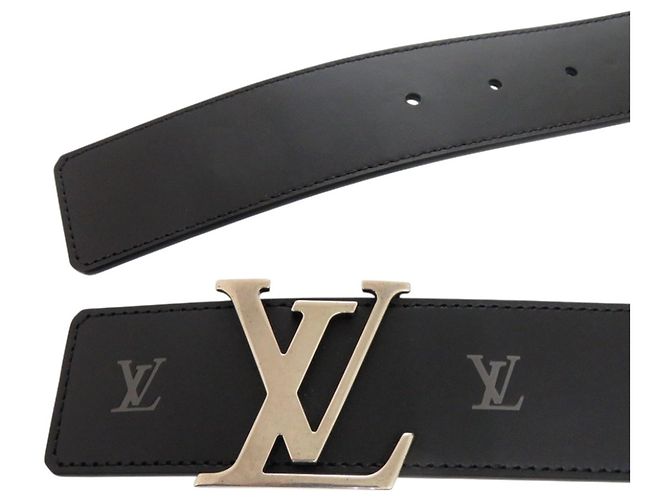 Louis Vuitton LV Initials Reversible Leather Black Belt Silvery - view 5