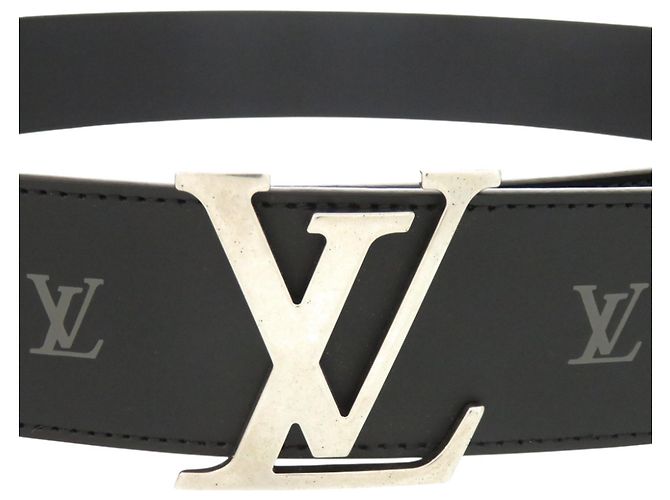 Louis Vuitton LV Initials Reversible Leather Black Belt Silvery - view 7