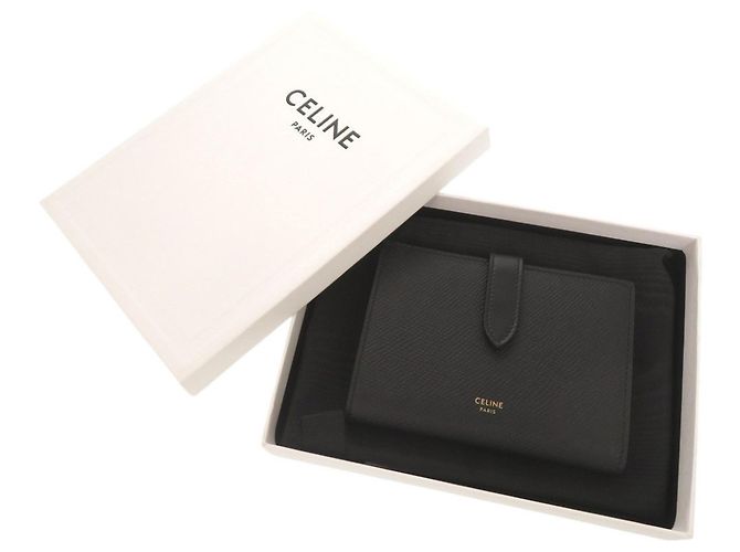 Edge Céline Celine Medium Strap Wallet aus schwarzem Leder - Ansicht 2