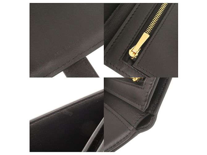 Edge Céline Celine Medium Strap Wallet aus schwarzem Leder - Ansicht 8