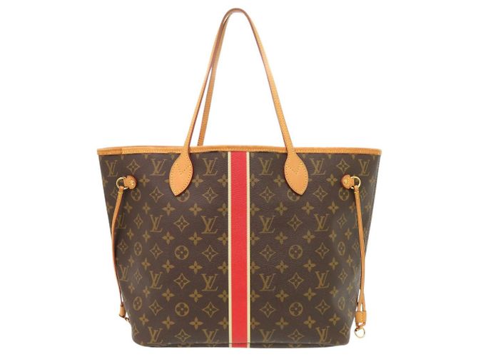 Borsa Tote Louis Vuitton Neverfull MM Monogram Rosso Marrone Monogramma - vista 2