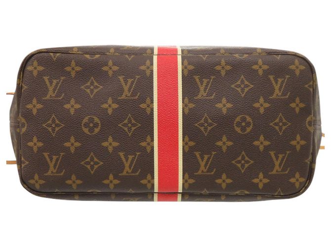 Borsa Tote Louis Vuitton Neverfull MM Monogram Rosso Marrone Monogramma - vista 3