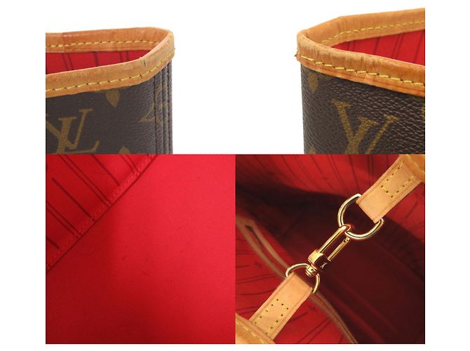 Borsa Tote Louis Vuitton Neverfull MM Monogram Rosso Marrone Monogramma - vista 9