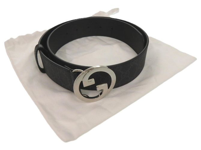 Gucci Interlocking G Canvas Gürtel Schwarz Silber - Ansicht 2