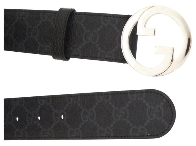 Gucci Interlocking G Canvas Gürtel Schwarz Silber - Ansicht 5