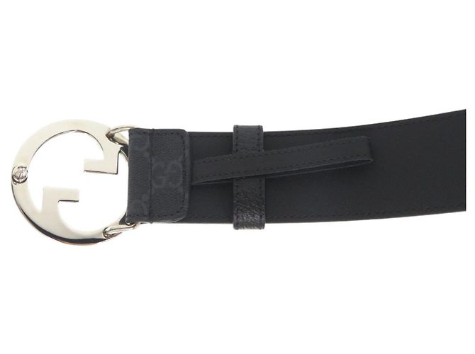 Gucci Interlocking G Canvas Gürtel Schwarz Silber - Ansicht 8