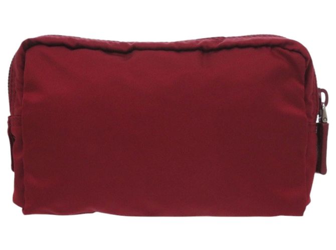Beauty case rosso con logo Triangle Prada 1N0021 Roja - vista 2