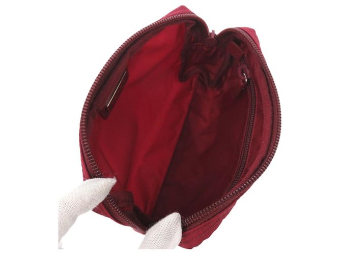 Beauty case rosso con logo Triangle Prada 1N0021 Roja - vista 5