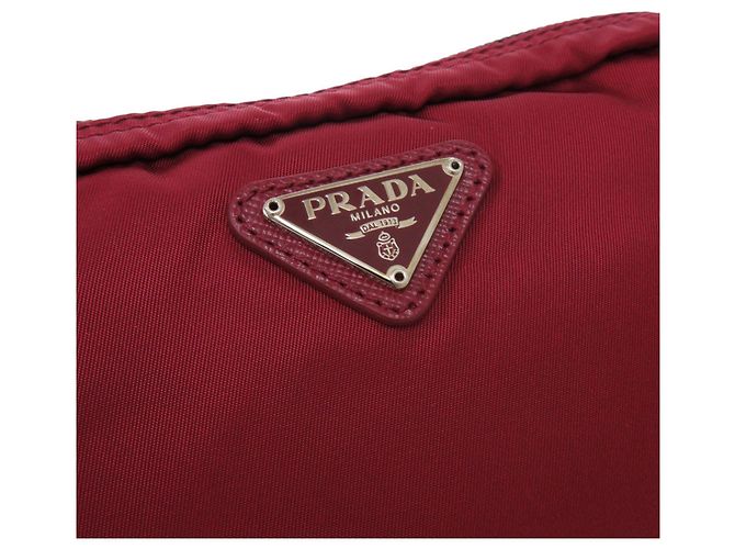 Beauty case rosso con logo Triangle Prada 1N0021 Roja - vista 6