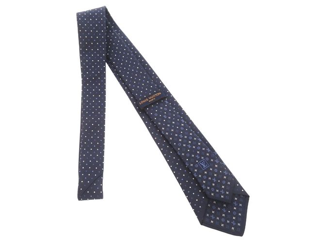 Corbata de seda Louis Vuitton Monogram Gradient Dots Azul marino - vista 3