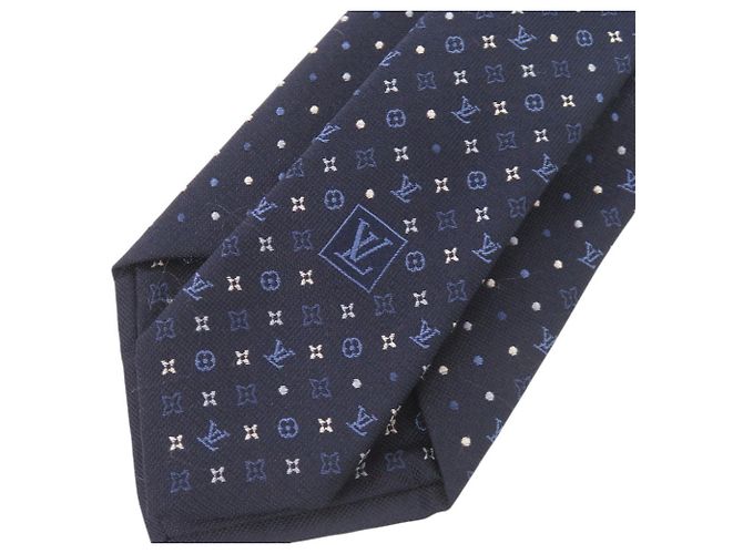 Corbata de seda Louis Vuitton Monogram Gradient Dots Azul marino - vista 4