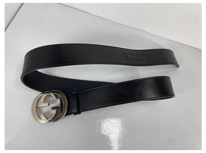 Cinturón Gucci Interlocking G de cuero negro - vista 4