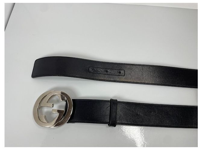 Cinturón Gucci Interlocking G de cuero negro - vista 6
