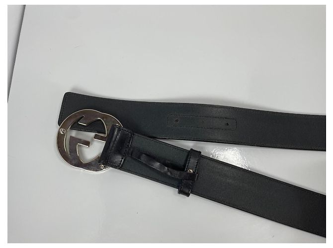Cinturón Gucci Interlocking G de cuero negro - vista 8