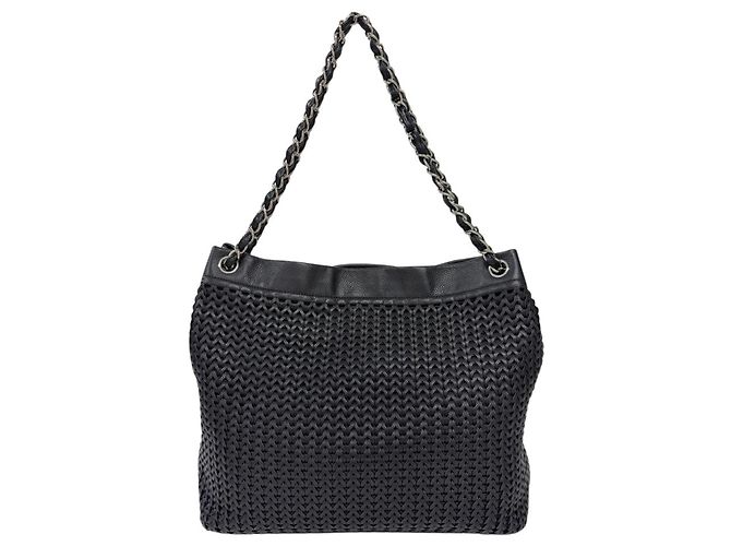 Borsa Tote Chanel in pelle di vitello martellata nera Nero - vista 3