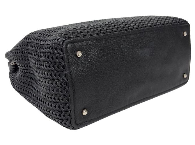 Borsa Tote Chanel in pelle di vitello martellata nera Nero - vista 4
