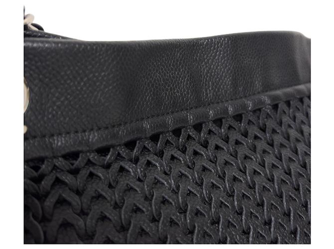 Borsa Tote Chanel in pelle di vitello martellata nera Nero - vista 6