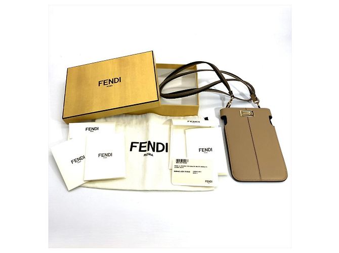 Borsa a Spalla Fendi Pikaphone Cammello - vista 10