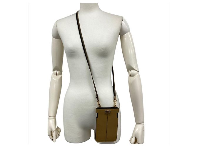 Borsa a Spalla Fendi Pikaphone Cammello - vista 9