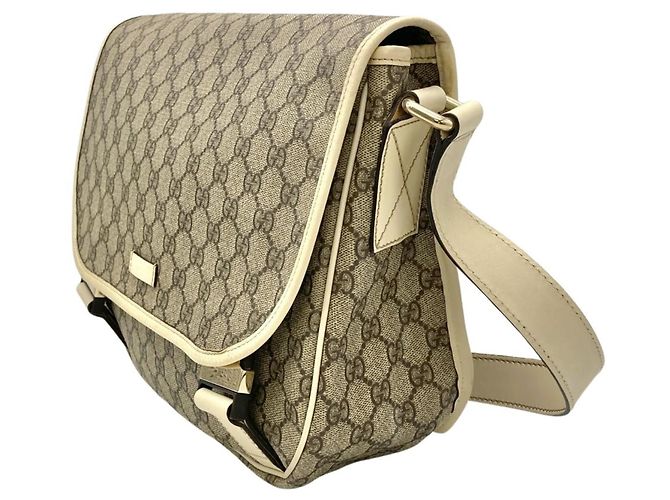Borsa a Spalla Gucci GG Supreme Canvas Beige Crudo - vista 2