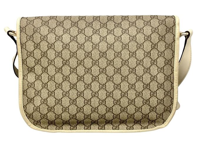 Borsa a Spalla Gucci GG Supreme Canvas Beige Crudo - vista 3