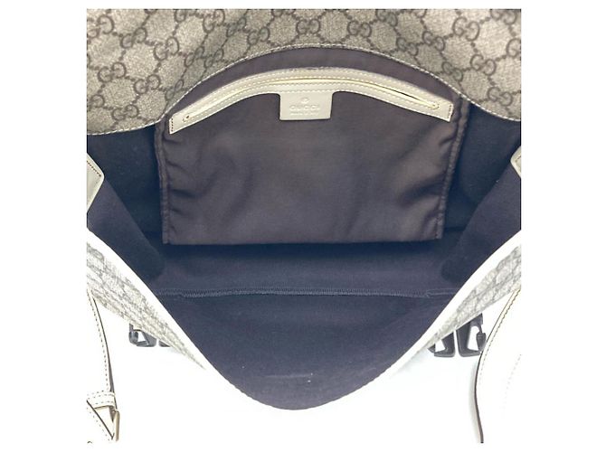 Borsa a Spalla Gucci GG Supreme Canvas Beige Crudo - vista 5