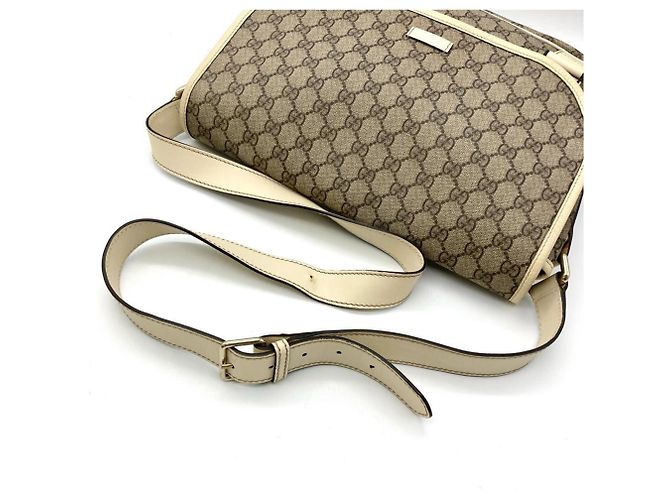 Borsa a Spalla Gucci GG Supreme Canvas Beige Crudo - vista 6