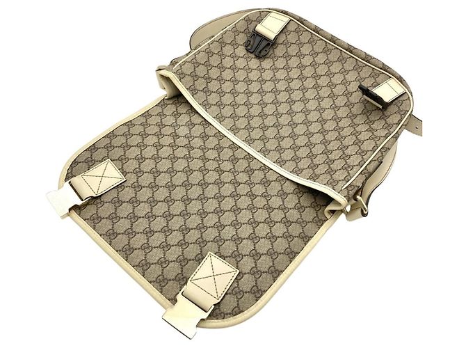Borsa a Spalla Gucci GG Supreme Canvas Beige Crudo - vista 7