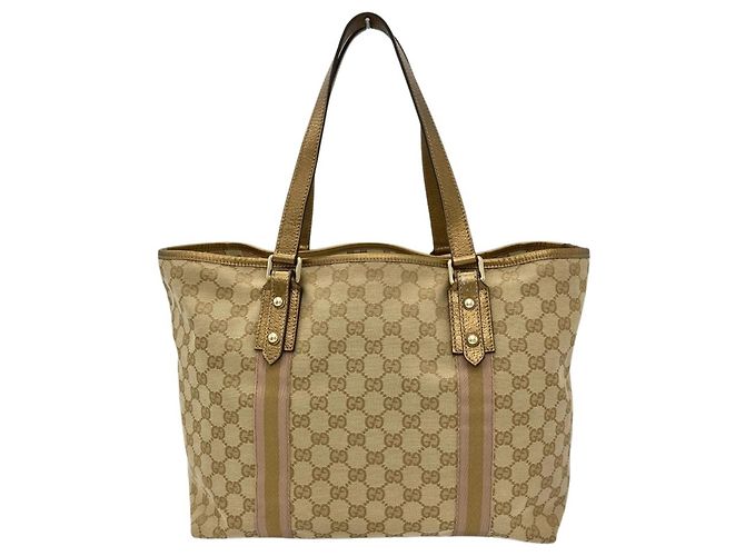 Borsa Tote Gucci Sherry Line Beige - vista 3