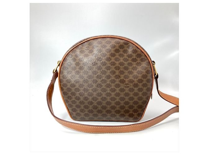 Céline Borsa a tracolla in pelle con motivo Macadam Celine Marrone - vista 2