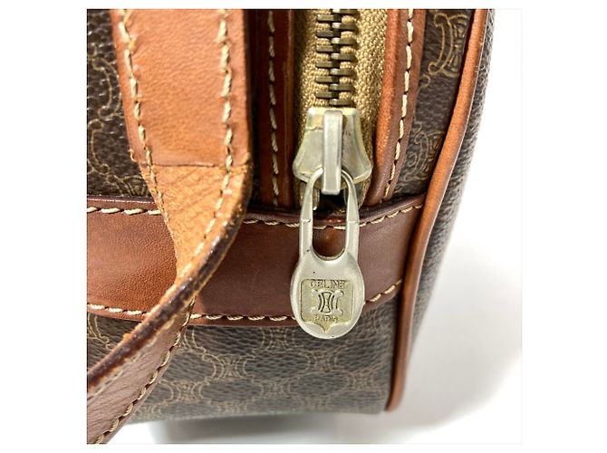Céline Borsa a tracolla in pelle con motivo Macadam Celine Marrone - vista 6