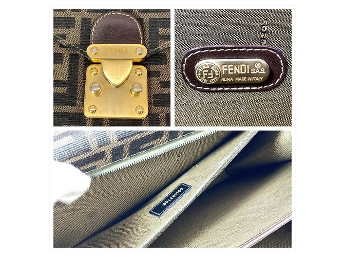 Borsa a Spalla Fendi Zucca Marrone - vista 8