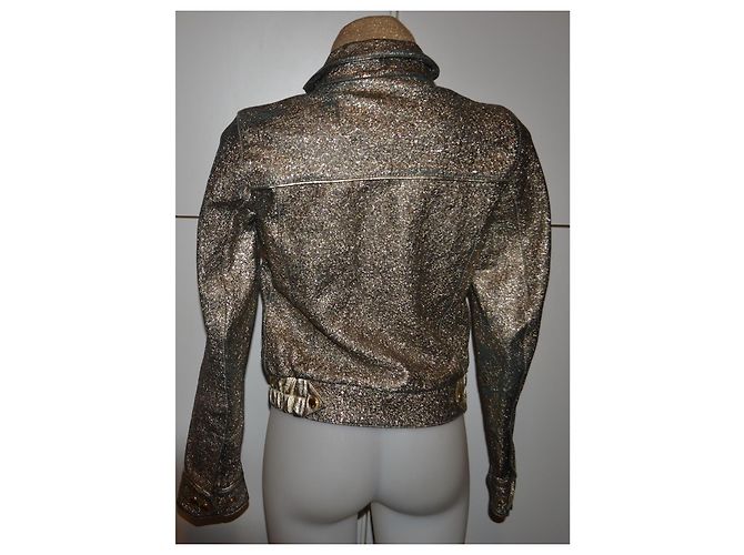 Hogan Lederjacke Gold Lamiert Golden - Ansicht 4