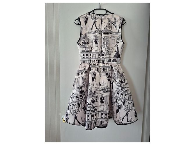 Vestido corto Elisabetta Franchi estampado ciudad Negro Blanco - vista 2
